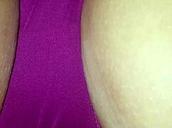 Spread lips during intimate massage session