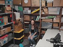 Teen Caught Stealing Big Tits and Confronted in Backroom Bust