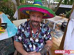 Hot wife boldly blows big cock in front of husband then gets fucked hard