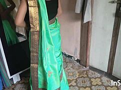 My village bhabhi shivani in green saree on ranch