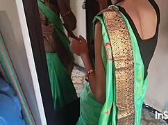 My village bhabhi shivani in green saree on ranch