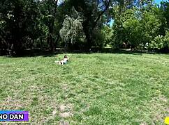 Vicky Love and Jessie Clark's park encounter turns into a wild foursome!