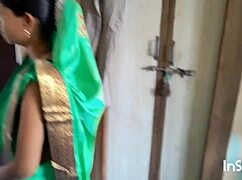 My village bhabhi shivani in green saree on ranch