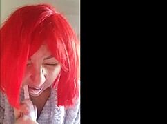 chantal fills her mouth with toothpaste on the toilet spitting close-up fetish fun