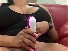 check out this horny latina shaking her big ass with toys moaning like crazy