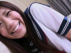 yukari sexy asian teen bent over bed takes hard doggystyle anal gaping