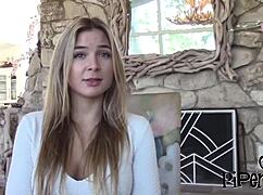 Tight blonde bends over for POV doggy pounding