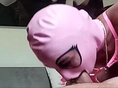 Petite Latina Milf Gags on Monster Cock Deepthroat in Fishnets Swallows Cum Heels