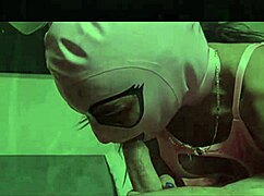 Petite Latina Milf Gags on Monster Cock Deepthroat in Fishnets Swallows Cum Heels