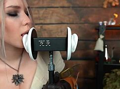 cosplay ciri whispers seductive asmr in tight costume fantasy.
