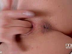 Hungarian brunette newcomer in heels fingers trimmed pussy and narrow ass solo