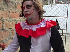 ever wonder how a clown bangs two busty curvy milfs at halloween party?