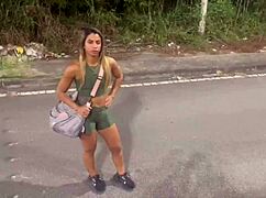 brazilian wife followed outdoors ends up moaning on stranger's cock