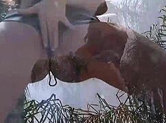 A Bdsm Bitch In Latex Bent Over Doggystyle By Two Guys Blowjob Facial Cum