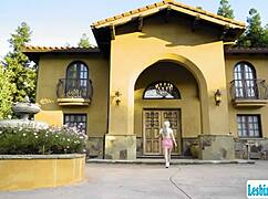 busty brunette masseuse licks neighbor's curvy pussy, 69s, facesits to orgasm 👅🍑