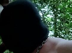 maîtresse kantalis offers chained slave ebed for outdoor bdsm humiliation spanking... wow!!